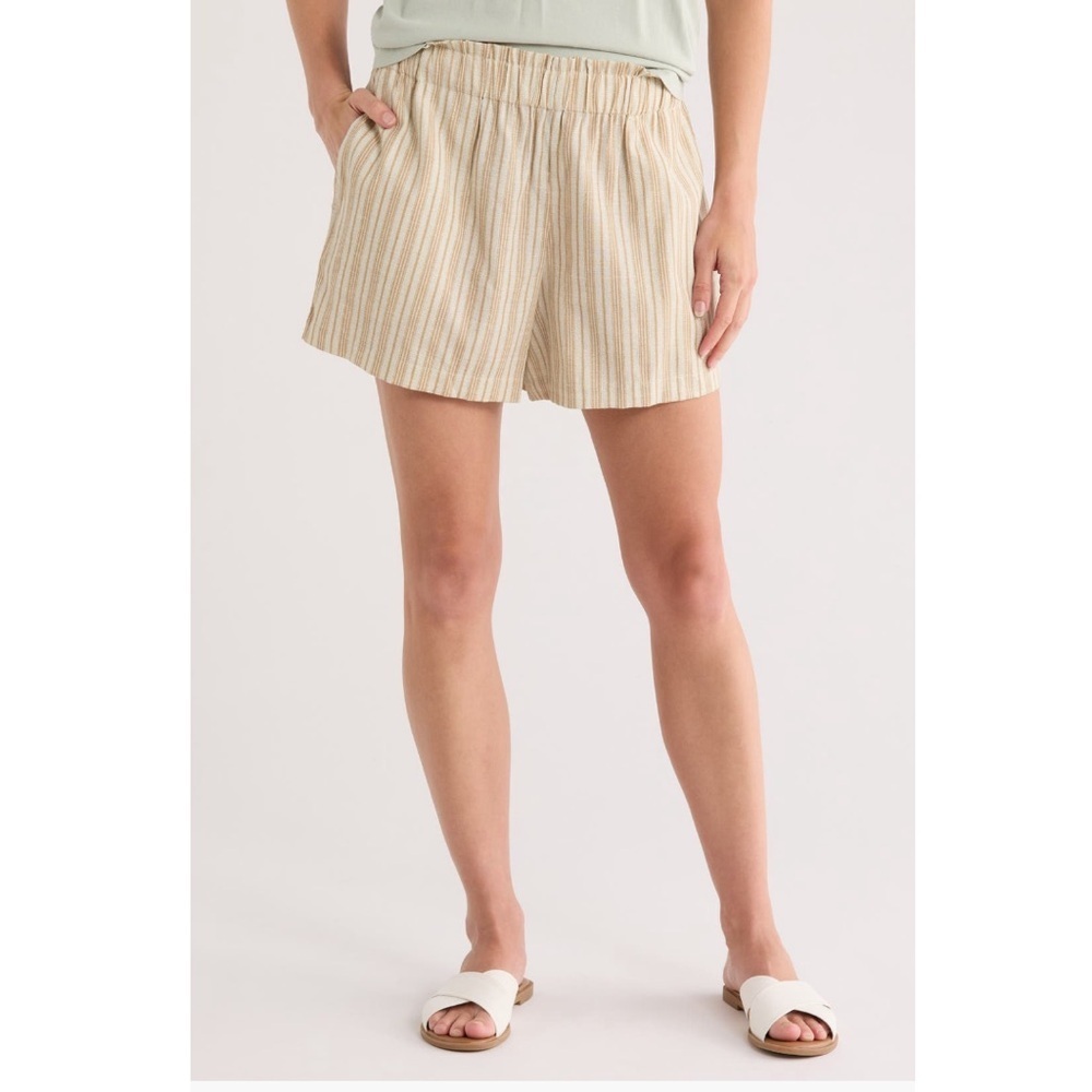 Hurley Women's New Heights Tan Striped Shorts - Sz Large, NWT